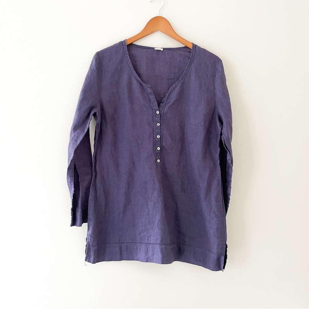 Poetry Linen Lightweight Linen/Hemp Purple Button Tunic, Size 10